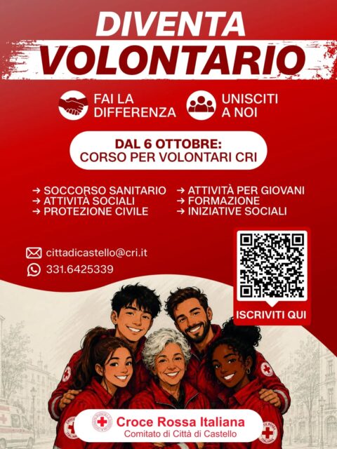 ❤️🪽🤩 INZIA IL NUOVO CORSO PER DIVENTARE VOLONTARIO DELLA PIÙ GRANDE ORGANIZZAZIONE UMANITARIA DEL MONDO! 🔴✨

Il 6 ottobre alle ore 21:00 riparte il nuovo corso per diventare volontari di croce Rossa!

Puoi fare la differenza in base a ciò che ami fare, alle tue competenze e alle tue aspirazioni!

🤝 Sociale: Aiuto alle famiglie e supporto alla comunità
🌋 Emergenza: Protezione civile e gestione criticità
🌱 Sviluppo Solidale e Giovani: Eventi, attività per i giovani e sensibilizzazione
💻 Segreteria e Logistica: Il cuore organizzativo dietro le quinte
🚑 Soccorso: Ambulanza e primo aiuto

Metti in gioco il tuo talento: al resto ci pensiamo noi con la formazione insieme ai nostri istruttori!

📅 Prima lezione: Martedì 6 ottobre alle ore 21:00
📍 Modalità: Online o in presenza presso la nostra sede di Città di Castello
👉 Iscriviti subito: Clicca sul link o scrivici in privato!

➡️ Link: https://www.cricittadicastello.it/home-page/diventa-volontario/ 
➡️ Mail: cittadicastello@cri.it
➡️ Whatsapp: 331/6425339

 🎯 Trova il tuo posto in Croce Rossa: Diventa volontario! 
❤️ Aspettiamo te!

#cricittadicastello #CroceRossaItaliana #volontariCri #cittadicastello #DiventaVolontario